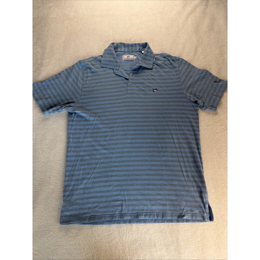 Southern Tide Blue Striped Polo Men M